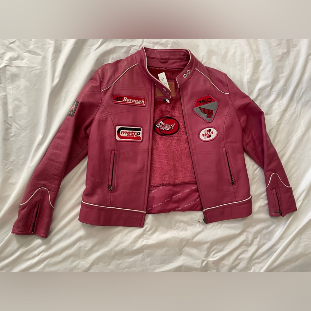 extasy fuschia pink leather moto jacket - Picture 14 of 14